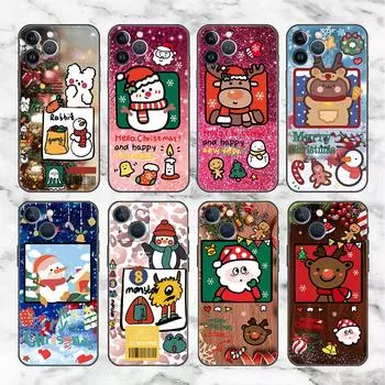 ShockProof Phone Case For Apple iPhone 14 11 13 12 Pro Max 7 8 6 6S 14 Plus XR X XS max SE Soft Fundas Christmas Cute Sled Elk iPhone 6 6S