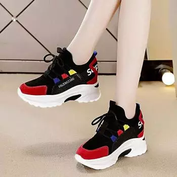 Shoe Women s New Net Celebrity Ins Tide Wild Student Thick-soled Casual Slimming Sneakers Zapatos De Mujer Sneaker Shoes 35 чёрный