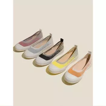 Shoes 2025 new starry sky gradual change loafers flat bottom flying woven women s shoes heightening muffin single shoes 35
