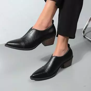 Shoes Female 2024 High Quality Shallow Women s High Heels Fashion Pointed Toe Office and Career New Plus Size Solid Heels Women 35 чёрный