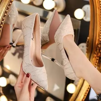 Shoes female student Korean version 2024 new autumn and winter light mouth black work shoes women pointed high heels stiletto women s shoes 34