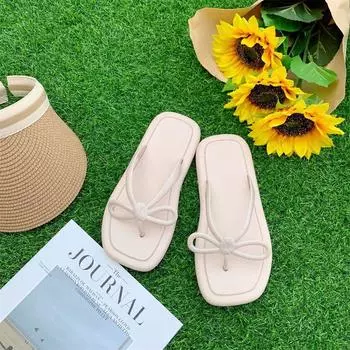 Shoes Flat Bathroom On Beach Women s Slippers And Ladies Sandals Flip Flops Slides Summer 2024 White Outside With Chic Elegant 36