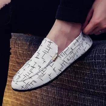 Shoes for Men Fashion Canvas Breathable Flat Shoes Comfortable Outdoor Daily Driving Business Loafers Lightweight Formal Shoes 39 чёрный