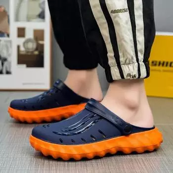 Shoes Hole Indoor Walk Around Home Slippers for Men House Sandals Man Flat Cheap Liquidation Trend 2024 High Quality Fashion Eva 40