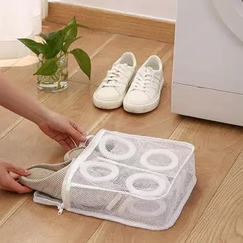 Shoes Laundry Bag Coarse Net Dirty Canvas Shoes Storage Pouch Hangbag Sneakers Wash Protection Sleeve Slippers Washing Bags New белый