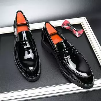 Shoes Male Pointed Loafers Patent Leather Driving Shoes Original Men Formal Club Wedding Party Shoes Men Luxury Designer Shoes 38 чёрный