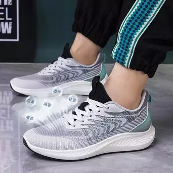 Shoes Men s 2024 Spring Comfortable Breathable Flying Weaving Men s Shoes Fashion Running Shoes Casual Sneakers Men s 39 серый