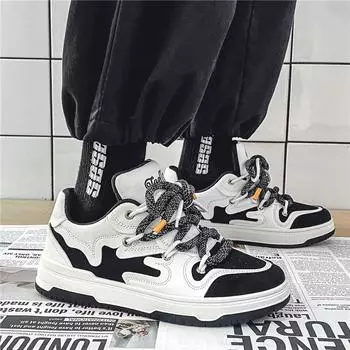 Shoes Men s platform-soled lace-up skateboard shoes Spring and summer trend casual shoes Non-slip youth sports shoes tide 39