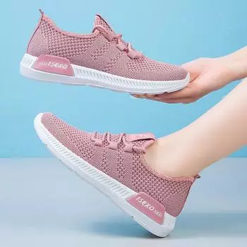 Shoes women s 2025 new foreign trade women s shoes flying woven single shoes soft-soled breathable shoes casual sports shoes women 35