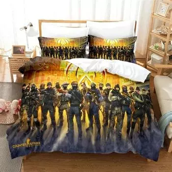 Shooting Game Csgo Bedding Set,Duvet Cover Comforter Bed Set Quilt Cover Pillowcase,King Queen Twin Size Boys Girls Adultse 70x133cm 2pcs