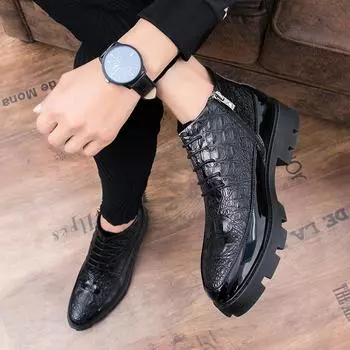 Short Boots Men s Autumn British Martin Boots Men s Fashion Zipper Leather Boots Casual High Top Leather Shoes Trendy Boots 38