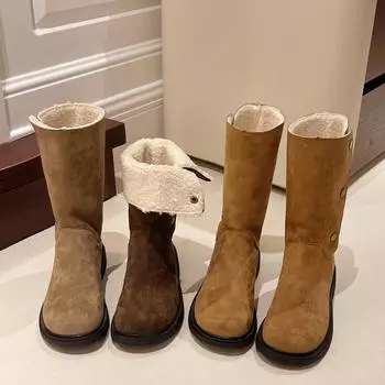 Short boots women s 2024 winter trend retro versatile velvet warm thick heel British style casual thin boots 35 темно-коричневого