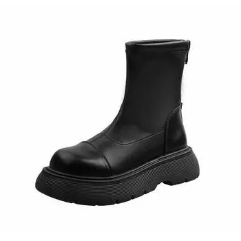 Short boots women s spring and autumn 2025 new Internet celebrity fashion versatile zipper muffin thick bottom non-slip thin boots tide 35