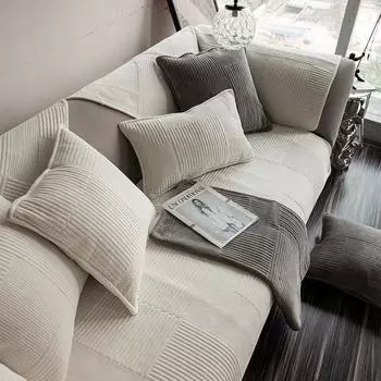 Short Plush Solid Sofa Covers Slipcovers Sofa Towel Universal Non-slip Couch Cover for Living Room Decorative capa de sofa 45cm Pillowcase 1pcs зелёный