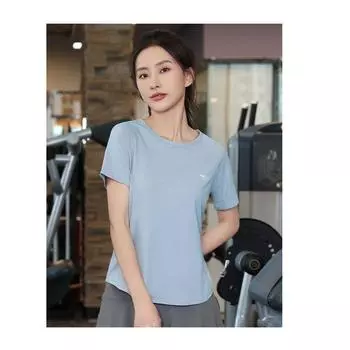 Short sleeve Thin Yoga Clothes Mesh T-shirt Western Style Slimming Women s Running Workout Clothes Quick Drying Clothes Women 9272 Blue L