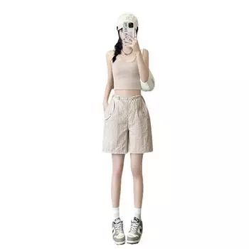 Shorts Women s Outer Wear Summer New Design Straight Middle Pants Sports Wide-leg Pants Quick-drying Five-point Pants S розовый