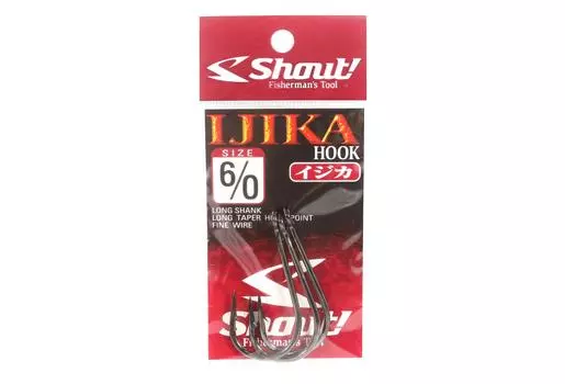 Shout 51-IJ Ijika Одинарный крючок с длинным хвостовиком, черный, размер 6/0 (0533)