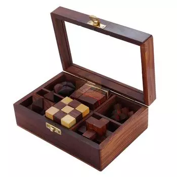 Shriji Crafts деревянная головоломка, набор игр-головоломок ручной работы 6 в 1, головоломка для подростков, взрослых и детей 7X5X2.5 INCHES коричневый