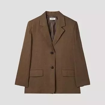 [shs Miss] Льняной пиджак с двумя пуговицами Swwjkp21030 dark gray/55