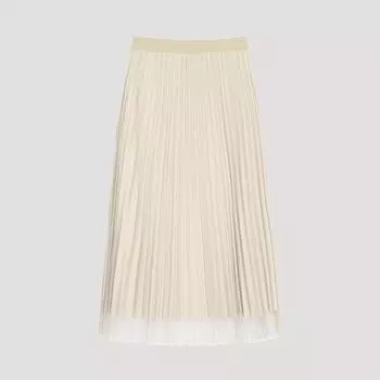 [shs Miss] Layer Pleated Banding Skirt Sawsko12020 Lb light beige/00