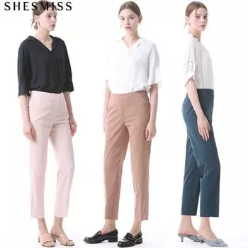 Брюки Shs Miss Minimal Basic Solid Half Banding beige (BE)/55