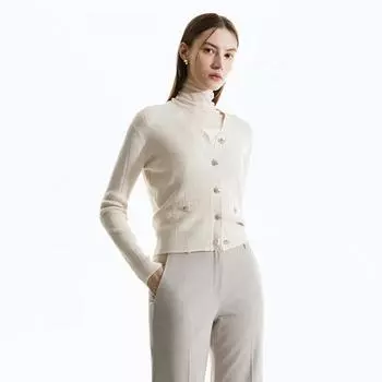 Shs Miss V Neck Slim Knit Cardigan Sskcdn31040 beige/55