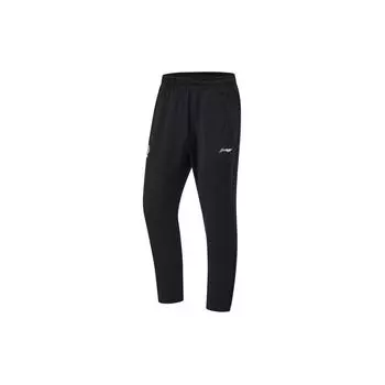 Штаны для баскетбола Li Ning, однотонные, прямые, быстросохнущие, классные, трикотажные, мужские, черные AKLU077-1 M