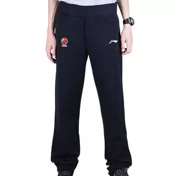 Штаны для судейской игры Li Ning CBA Series 24 Season с логотипом на молнии, трикотажные спортивные штаны для мужчин, черные AKLUD71-1 L