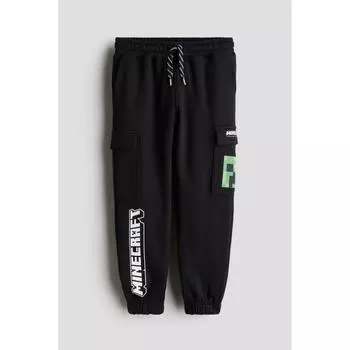 Штаны-джоггеры HM Printed Cargo Black Minecraft