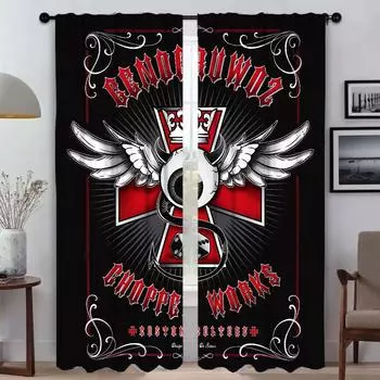 Шторы Hells Angels для спальни, украшения на Хэллоуин, домашний интерьер, шторы для гостиной, затемняющие шторы W50xH70cmx2pcs-CL
