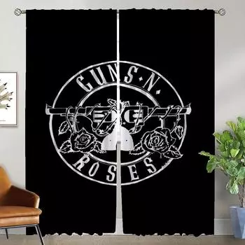 Шторы от комаров для гостиной Guns NRoses Partition Halloween Decoration Blackout Warm для комнаты 2 Panel Shades Child W50xH70cmx2pcs-CL