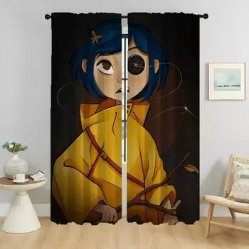 Шторы от комаров для камеры Coralines Window Curtain for Room 2 Panel Halloween Decoration Home Interior Curtains Shades W50xH70cmx2pcs-CL