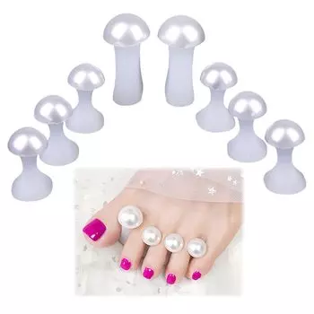 shttown Toe Separator Easy to Spreads Set of 8 for Both Feet Pedicure, Apply, Toes, Cute, Washable, Soft, (Pearl)