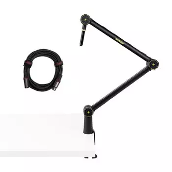 Shure by Gator Настольный микрофонный держатель Стойка Cableworks by Gator Чехлы Микрофонный кабель Headliner Series 10 футов Комплект SH-BROADCAST1 + (приблизительно. 3m)