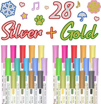 Shuttle Art Outline 28 Border Double Line Color Metallic Bright Quick Border Decorative DIY Card Schedule Handwritten New Black paper children Pen,