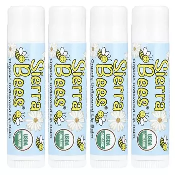 Sierra Bees, Органический бальзам для губ, без запаха, 4 шт., 15 унций (4,25 г) Каждый