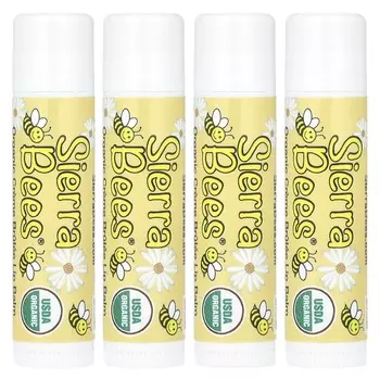 Sierra Bees, органический бальзам для губ, крем-брюле (ваниль), 4 упаковки по 4,25 г (0,15 унции) каждый