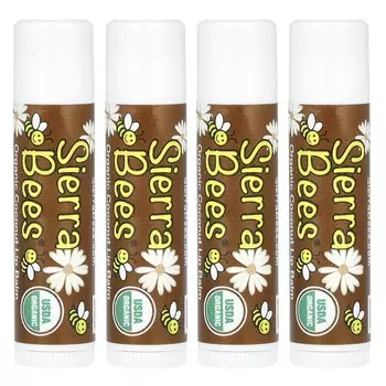 Sierra Bees, Органический бальзам для губ, кокос, 4 шт., 0,15 унции (4,25 г) Каждый