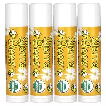 Sierra Bees, Органический бальзам для губ, мед, 4 пакета, 0,15 унции (4,25 г) Каждый