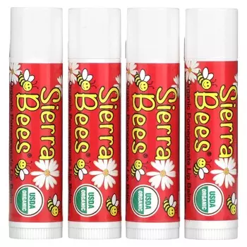 Sierra Bees, Органический бальзам для губ, гранат, 4 упаковки, 4,25 г (0,15 унции) каждый