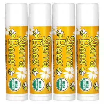 Sierra Organic Lip 4 унции каждая Bees, бальзам, мед, упаковка, .15 (4,25 г)