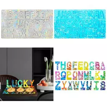 Silicone Alphabets Resin Casting Molds Ste Reusable Letter Mold Set for Jewelry Making Keychains Pendants Crafts синий