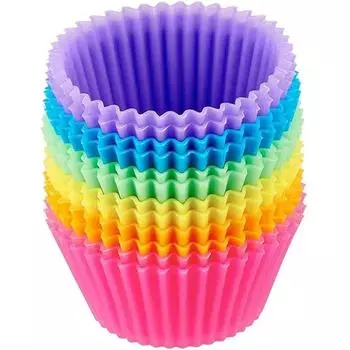 Silicone cake paper cup baking tray baking silicone mold paper cup cake mold DIY cake tool accessories 12 pieces/set разноцветный