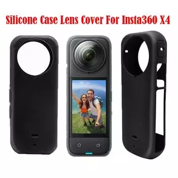 Silicone Case For Insta360 X4 Lens Cover Cap Lens Protective Soft Silicone Cover For Insta 360 X4 Panoramic Camera Accessories чёрный
