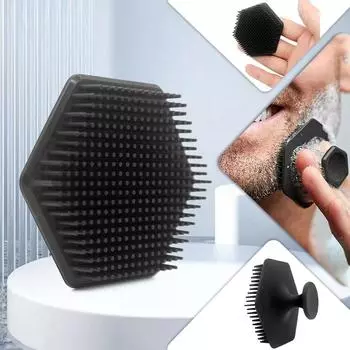 Silicone Face Brush Portable Silicone Face Brush Hexagonal Shower Brush Silicone Face Brush Beard Brush чёрный