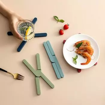 Silicone Heat Resistant Pad Foldable Non-Slip Pot Pan Mat Table Placemat Dish Plate Cross Holder Coaster Kitchen Table Placemat Foldable