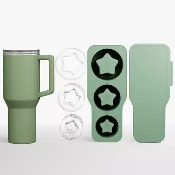 Silicone Ice Cube Tray with Lid for 20-40 Oz Cup Unique Hollow Cylinder Ice Shape Mold жёлтый