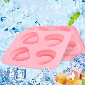 Silicone Ice Mold DIY Funny Gift Pink 4 Hole Tooth-shaped Ice Making Tray Kitchen Supplies розовый