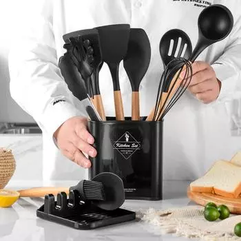 Silicone Kitchen Utensil Set BPA Free Kitchen Cooking Baking Tools Set Kitchen Accessories Gadgets Kitchenware With Container N.