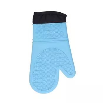 Silicone Oven Mitts with Cotton Heat Insulated Anti Scalding Baking Gloves for Home KitchenBlue синий